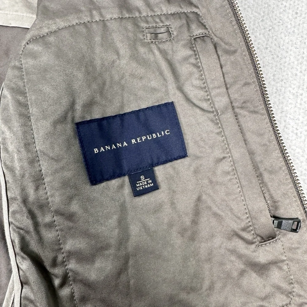 Banana Republic Cotton Military Jacket Mens Small Full Zip Utility Pockets Lined